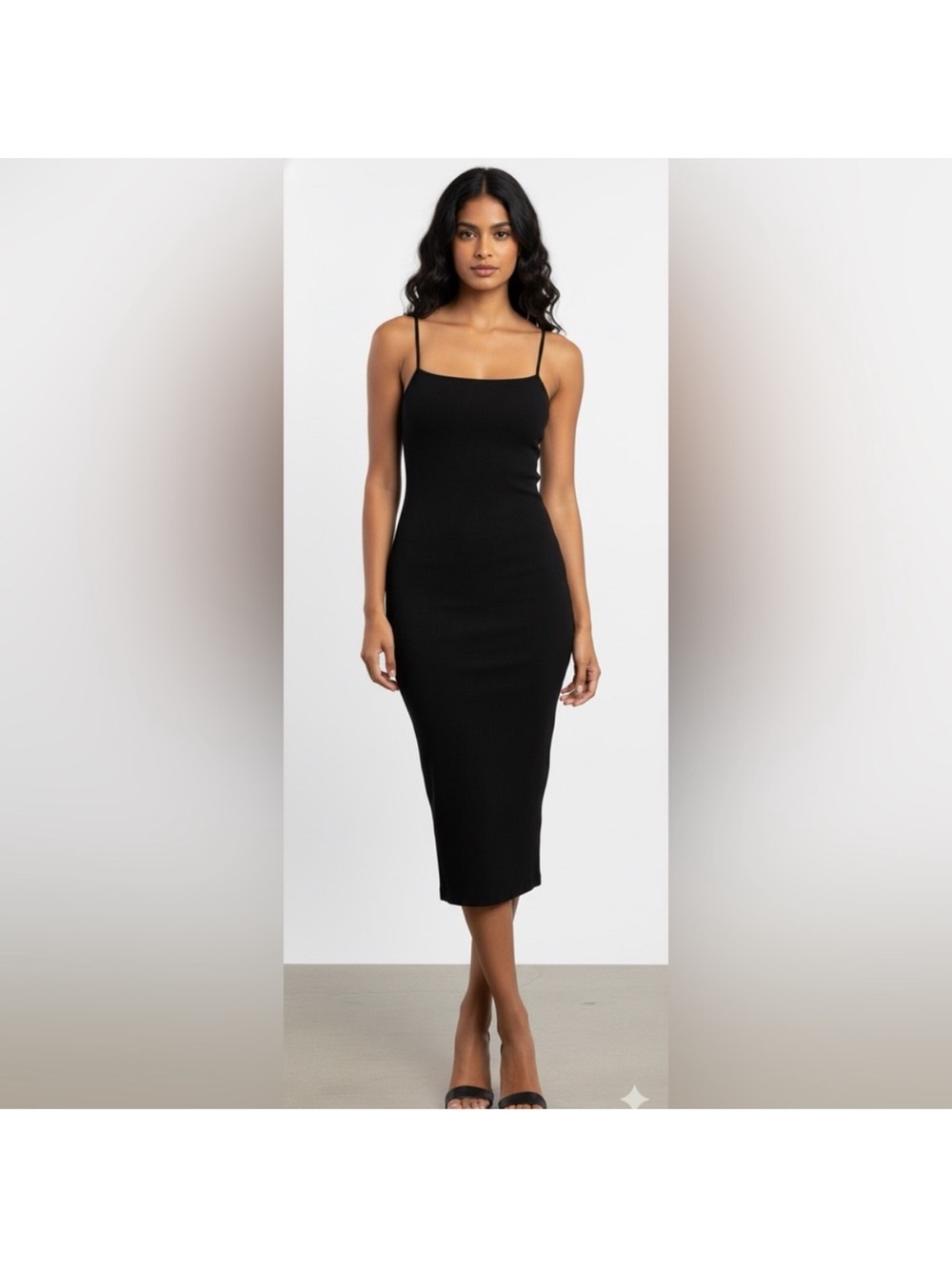 Reformation ribbed knit strappy midi dress